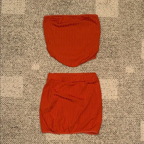 Orange Two-Piece Ribbed Set - Picture 2 of 2